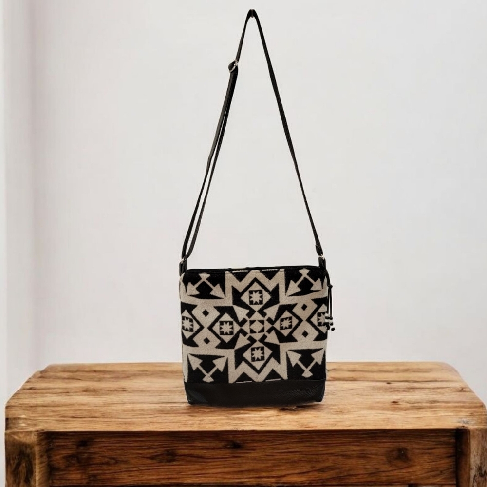 Timberline Ltd. XL Leather Wool Crossbody
